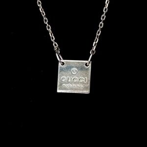 GUCCI Trademark Square Necklace | Sterling Silver 17.3"-18.7"